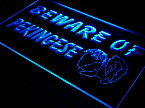 Beware of Pekingese Dog Pet Shop Neon Light Sign